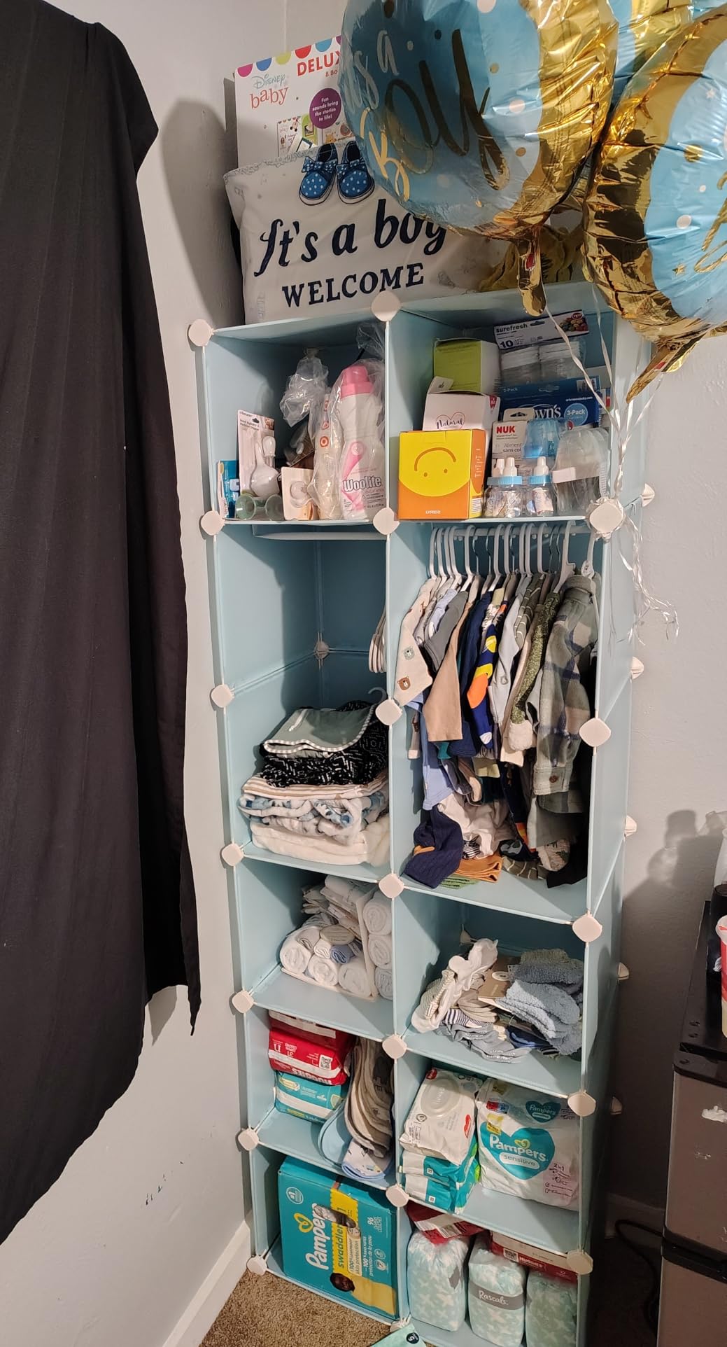 VIPZONE Baby Closet, Dresser, Kids Closet Organizers, Portable Kids Wardrobe for Closet, Bedroom, Nursery, Cubby, Cabinet, Clothes, Dress, Baby Storage Shelf, Armoire Clothes Hanging (12 Cube, White) customer photo 1