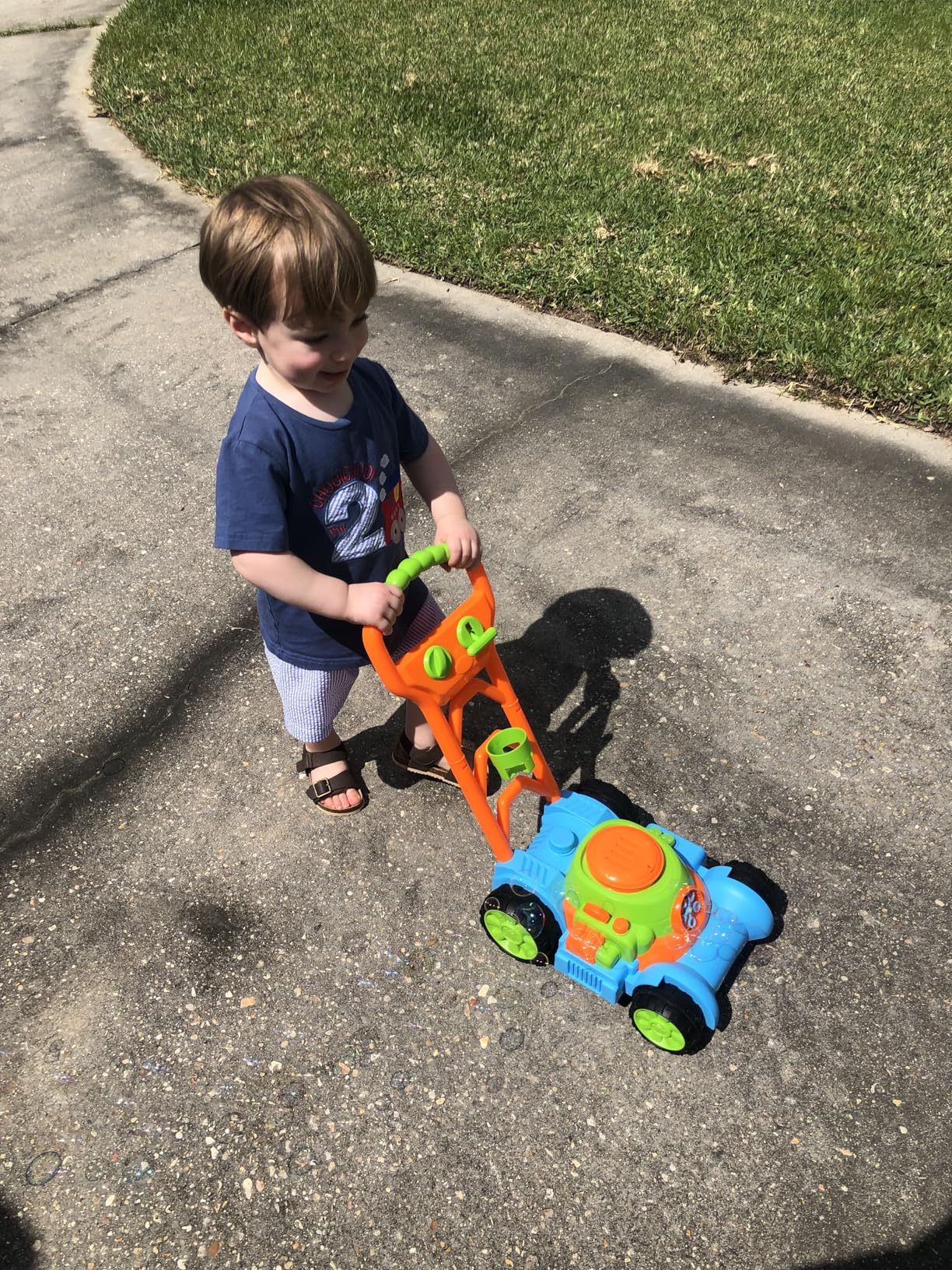 SLOOSH Bubble Lawn Mower Toddler Toys - Spill-Proof Bubble Machine Pretend Gardening Play Toy for Age 1 2 3 1-3 Year Old Baby Boys Indoor Outdoor Use, Summer Birthday Gifts (Blue) customer photo 1