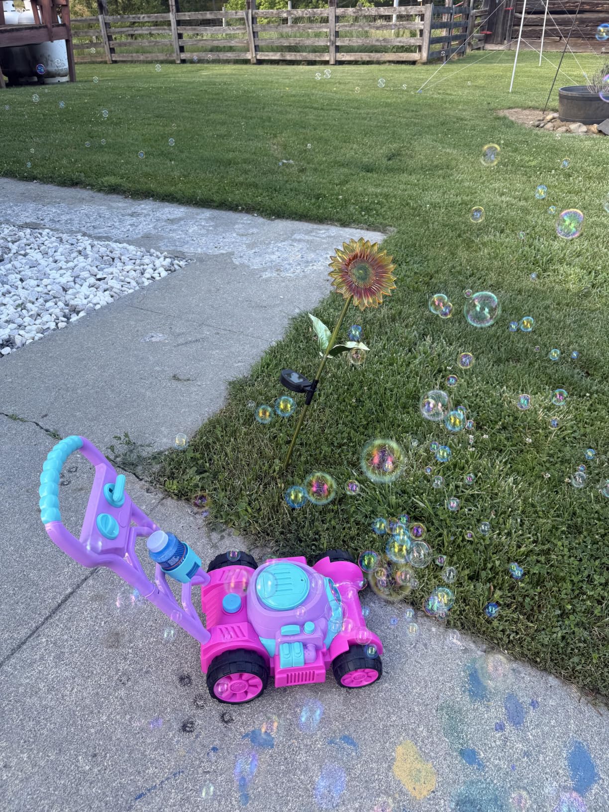 SLOOSH Bubble Lawn Mower Toddler Toys - Spill-Proof Bubble Machine Pretend Gardening Play Toy for Age 1 2 3 1-3 Year Old Baby Boys Indoor Outdoor Use, Summer Birthday Gifts (Blue) customer photo 2