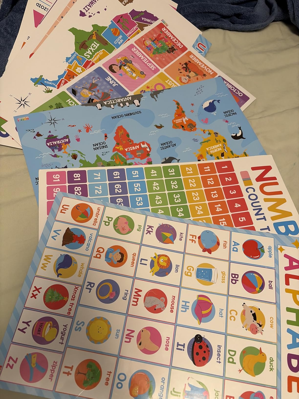 BEAWART 18 Laminated Educational Posters For Toddlers, Preschool Posters for Classroom, Kindergarten Wall Decor, PreK Learning Materials Alphabet Number Chart customer photo 1