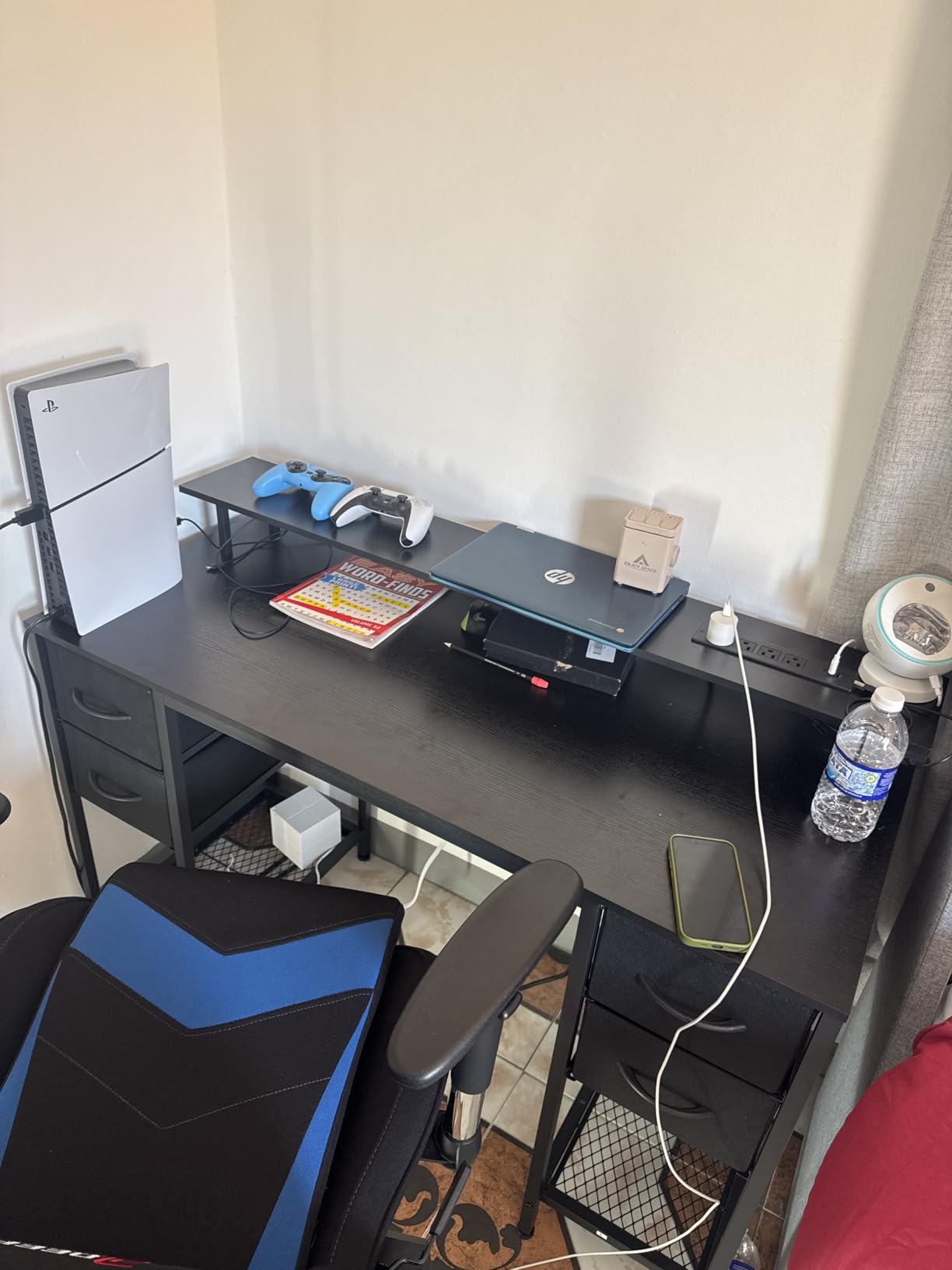 Huuger 47 inch Computer Desk with 4 Drawers, Gaming Desk with LED Lights & Power Outlets, Home Office Desk with Large Storage Space for Bedroom, Work from Home, Black customer photo 2