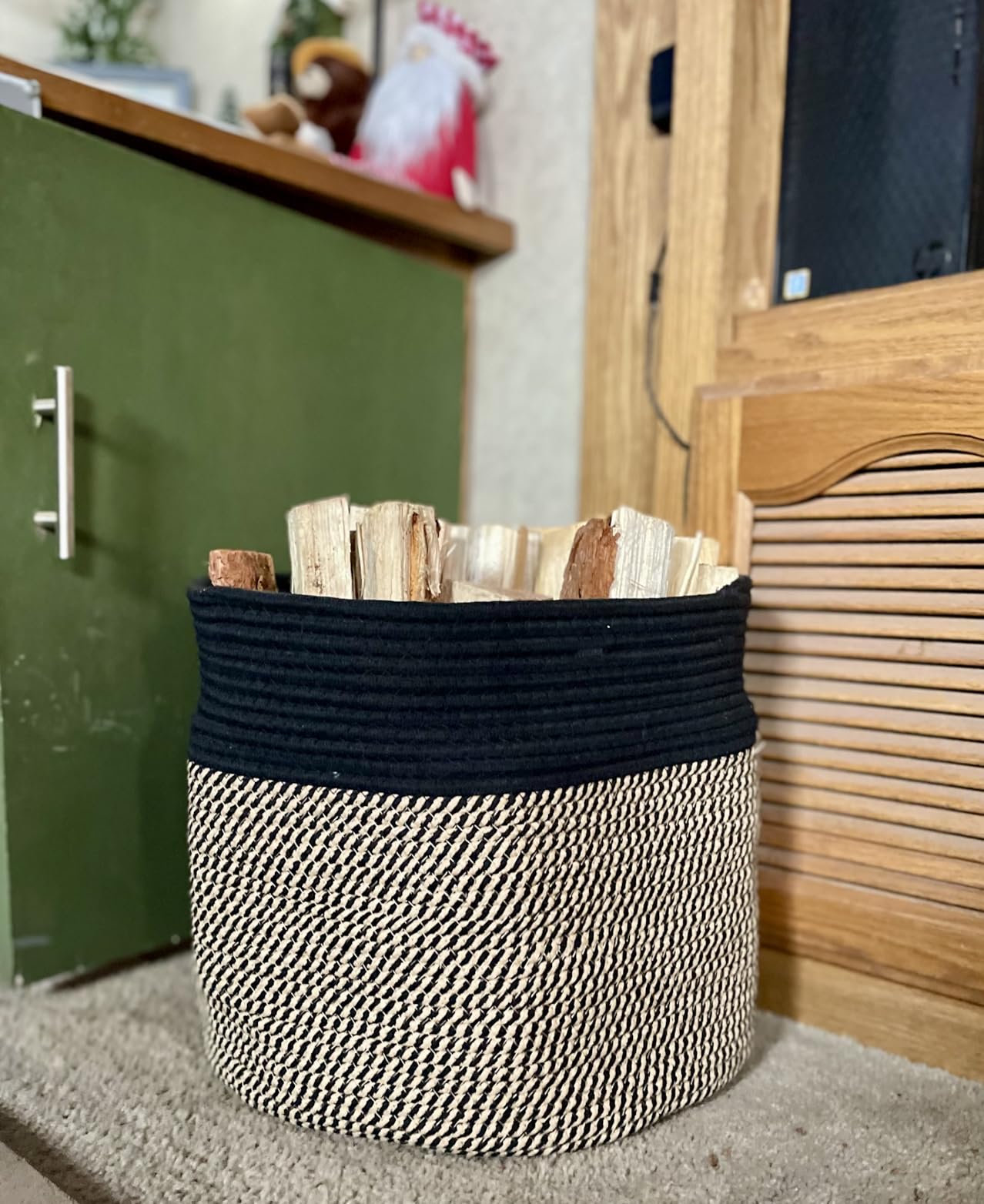 Goodpick Extra Large Wicker Storage Basket, 83L Woven Blanket Storage for Living Room, Round Baby Basket for Clothes, Big Laundry Hamper for Pillow, 21.7 x 13.8 inches customer photo 2