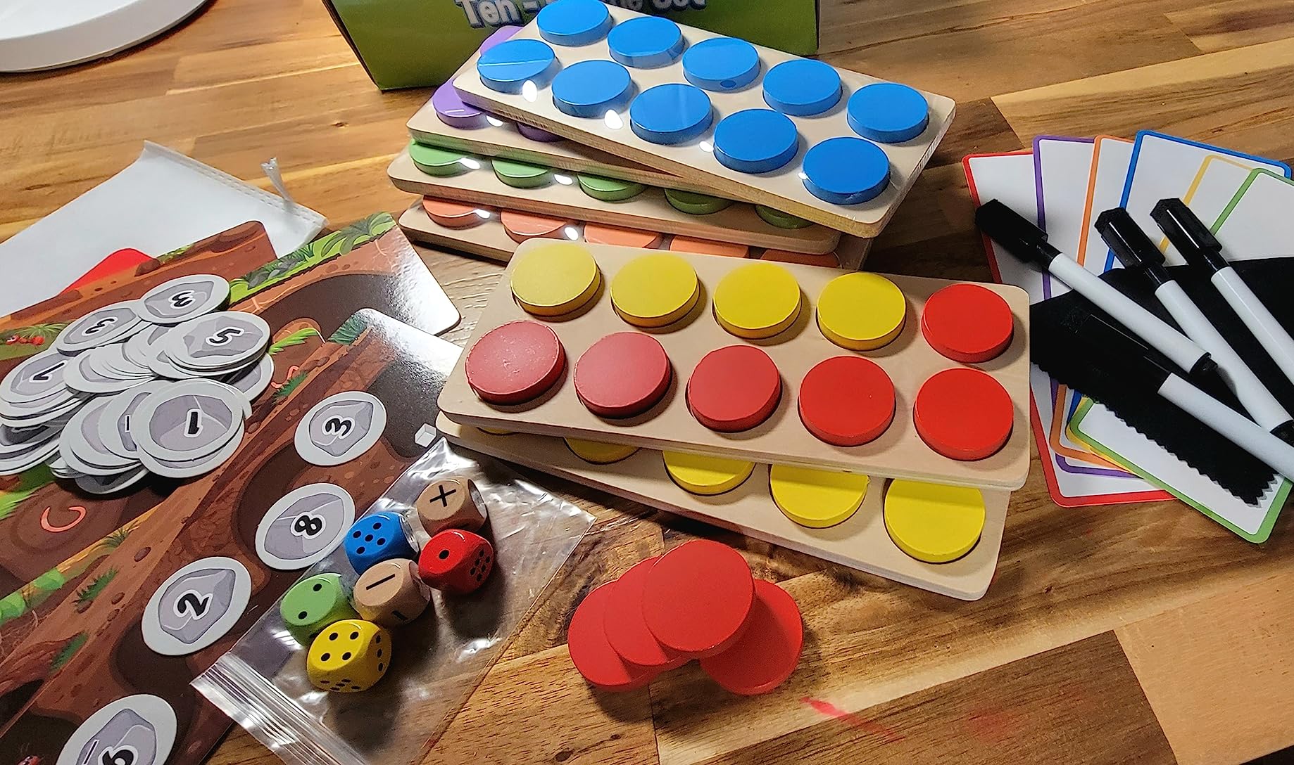 SYNARRY Wooden Ten-Frame Set Math Manipulatives for Kindergarten Elementary 1st 2nd Grade Homeschooling, Addition and Subtraction Montessori Math Games for Children, Counters Toys for Kids Ages 3-8 customer photo 2