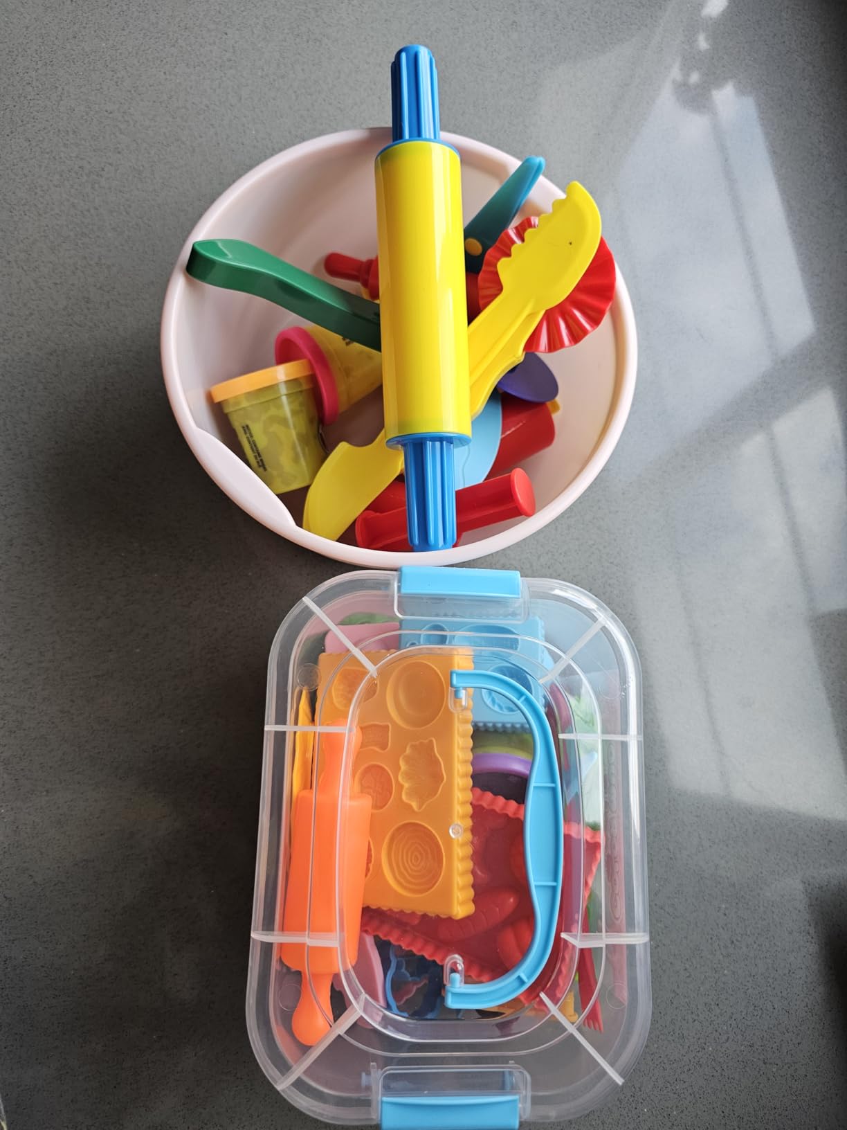 Dough Tool Sets for Kids Toddlers,Cute Playdough Accessories with Rolling Pin Dough Mat Storage Box,Party Pack Toys for Kids Age 2-4 3-5 4-8,Educational Toys Gift for Birthday Christmas Boys Girls customer photo 2
