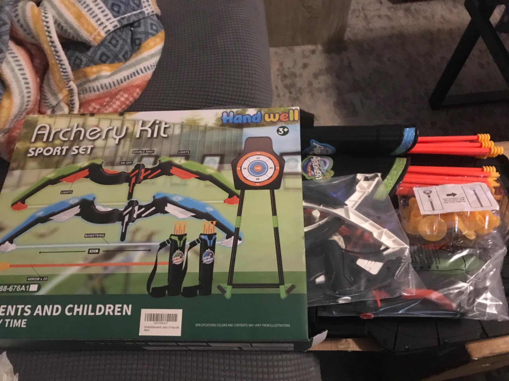 Bow and Arrow Set for Kids, 2 Pack LED Light Up Archery Set with 20 Suction Cup Arrows, Indoor and Outdoor Toy for Boys Girls Age 4-8 8-12 with Standing Target & 2 Quivers, Birthday Gift 3-12 Years Old customer photo 1