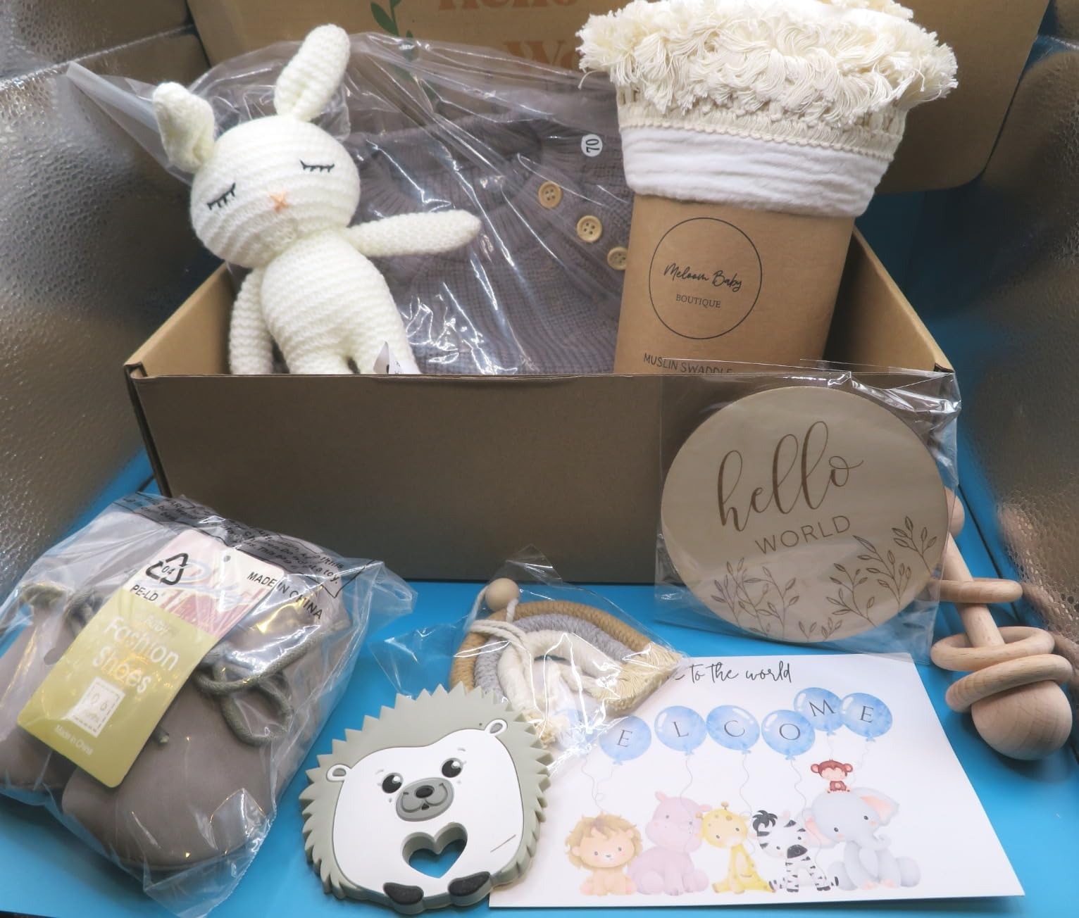 meloom Deluxe Baby Girl Gift Set, Newborn Basket, Newborn Gifts Box, Boho Baby Girl Essentials, for New Moms, Personalized New Baby Gifts customer photo 1