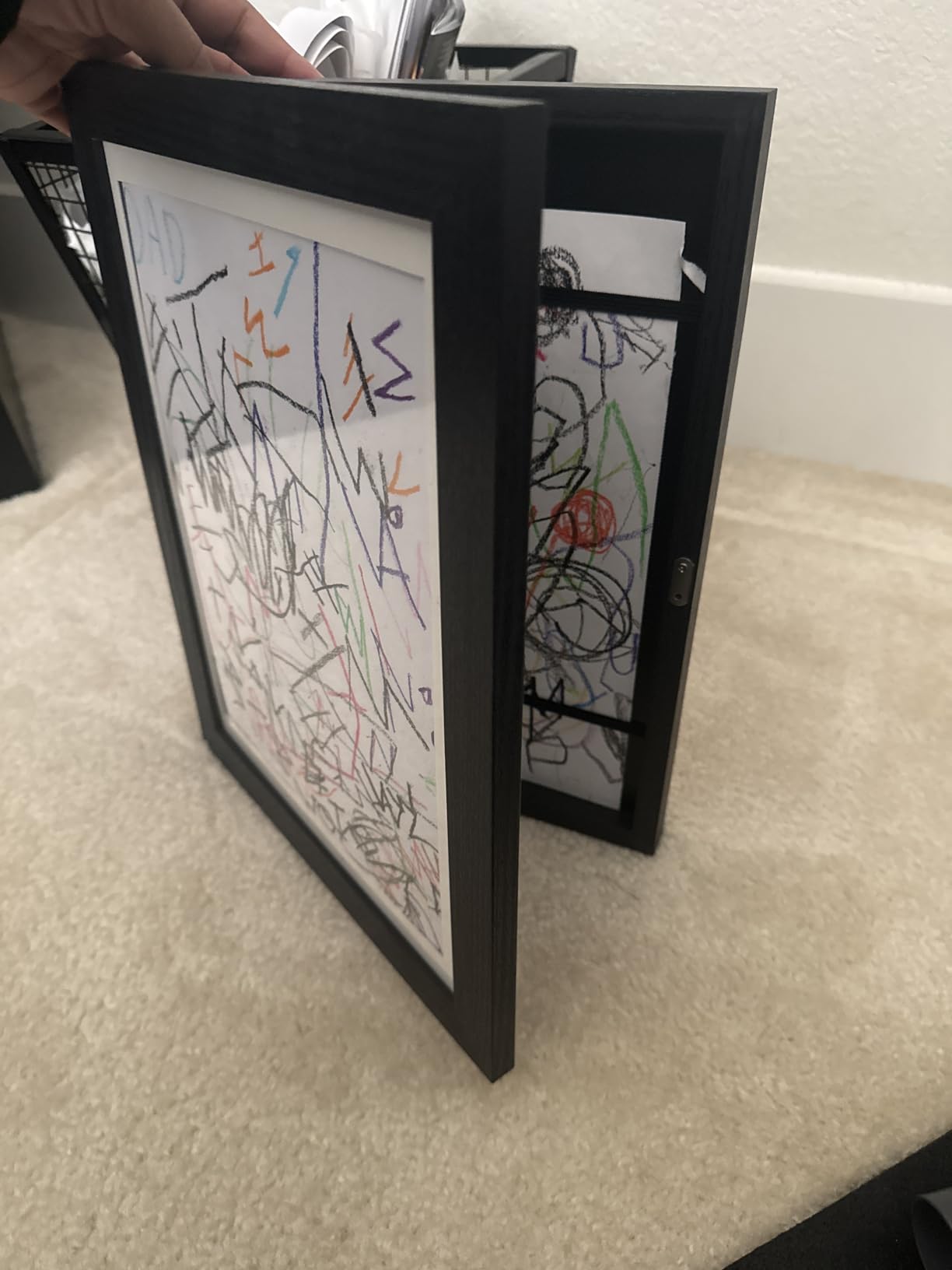 BAIJIALI Black Art Frames for Kids Artwork - Front Opening Holds 150 Drawings, 3D Crafts - 2 Packs 8.5x11 customer photo 1