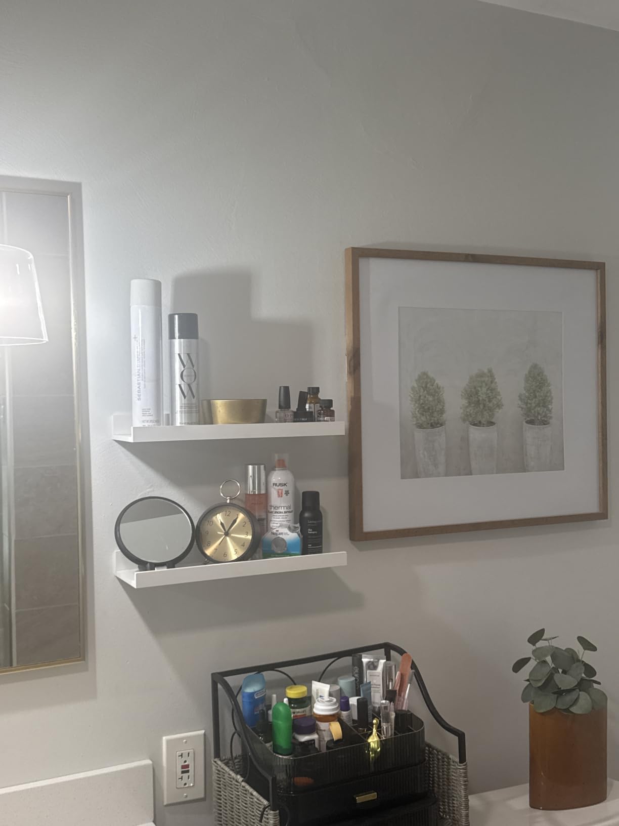 Boswillon Floating Shelves Wall Mounted Set of 2, Modern White Shelves for Bedroom, Nursery Shelves with Lip, Display Picture Ledge Shelf for Wall Decor Living Room Bathroom Kitchen - White customer photo 1