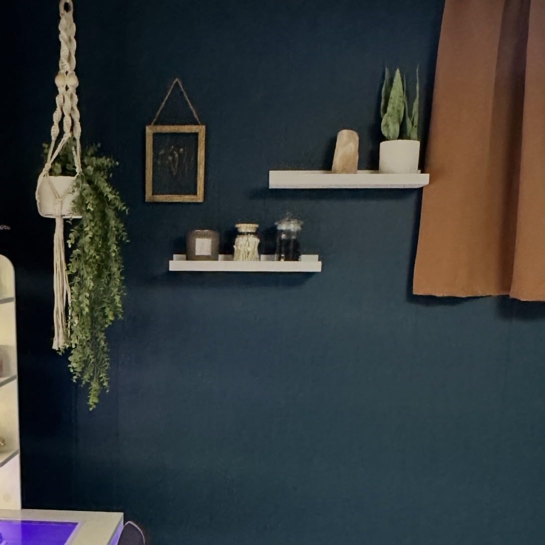 Boswillon Floating Shelves Wall Mounted Set of 2, Modern White Shelves for Bedroom, Nursery Shelves with Lip, Display Picture Ledge Shelf for Wall Decor Living Room Bathroom Kitchen - White customer photo 2