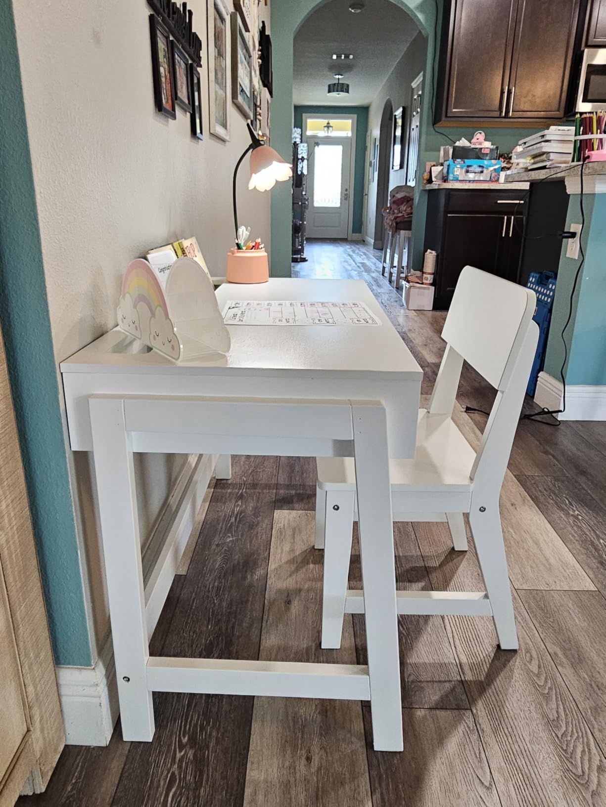 UTEX Kids Desk and Chair Set, Study Desk for Kids with Storage Bins, Wooden Children Study Table, Student Writing Desk for Bedroom & Study Room customer photo 2