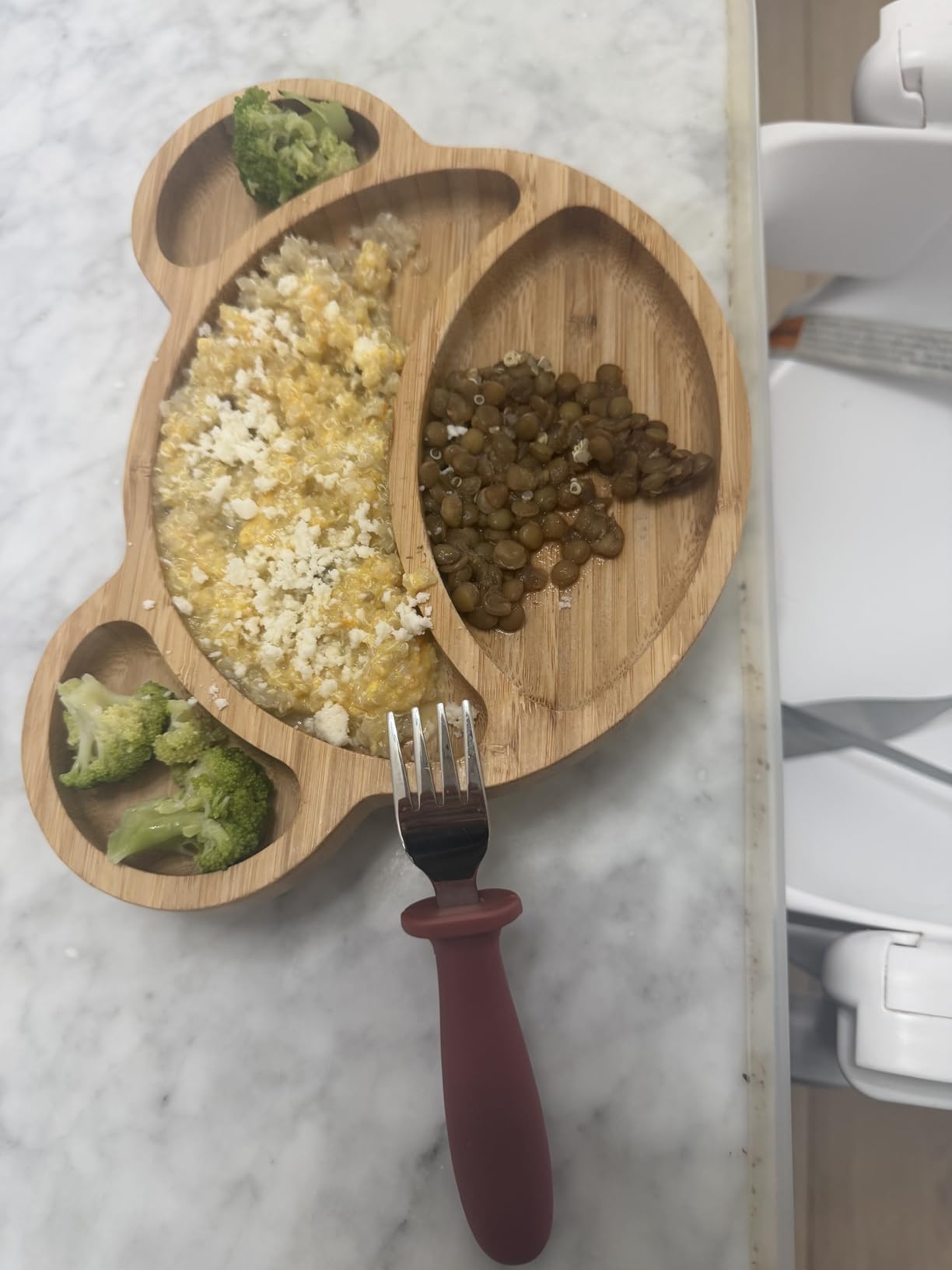 Bamboo Plates for Kids - Baby & Toddler Plates with Suction for Feeding & Weaning, Eco-Friendly Bear Design Promotes Self-Feeding, Ideal for Busy Moms & Dads, Sturdy & BPA-Free (Blue) customer photo 1