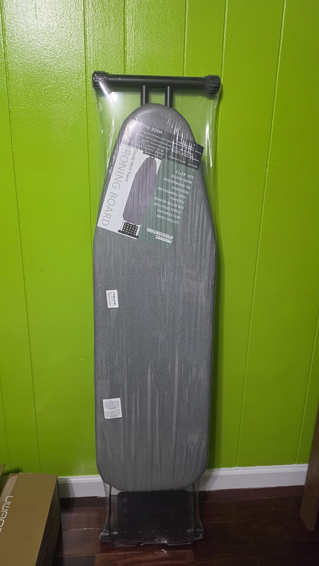 Jakeefud Deluxe Ironing Board with Heat Resistant Cover and Thicken Felt Pad, Heavy Sturdy Legs, Full Size Hanger Iron Board, Foldable (L-Grey) customer photo 2
