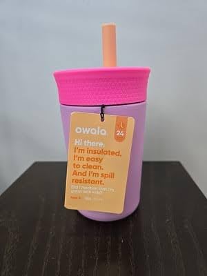 Owala Kids Insulation Stainless Steel Tumbler with Spill Resistant Flexible Straw, Easy to Clean, Kids Water Bottle, Great for Travel, Dishwasher Safe, 12 Oz, Navy and Blue (Home Base) customer photo 1