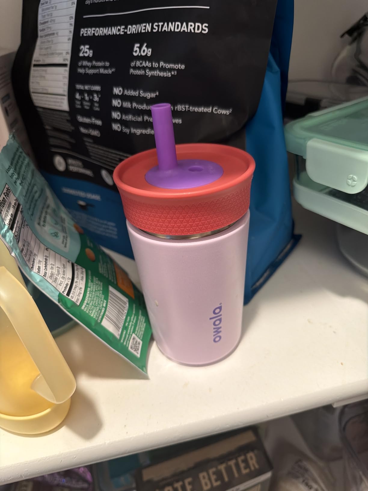 Owala Kids Insulation Stainless Steel Tumbler with Spill Resistant Flexible Straw, Easy to Clean, Kids Water Bottle, Great for Travel, Dishwasher Safe, 12 Oz, Navy and Blue (Home Base) customer photo 2