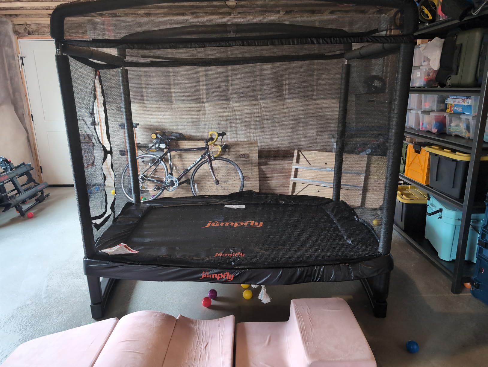 jumpfly 6FT Rectangle Trampoline for Kids, Toddler Trampoline with Swing & Basketball Hoop, Indoor & Outdoor Mini with Enclosure, ASTM Approved customer photo 1