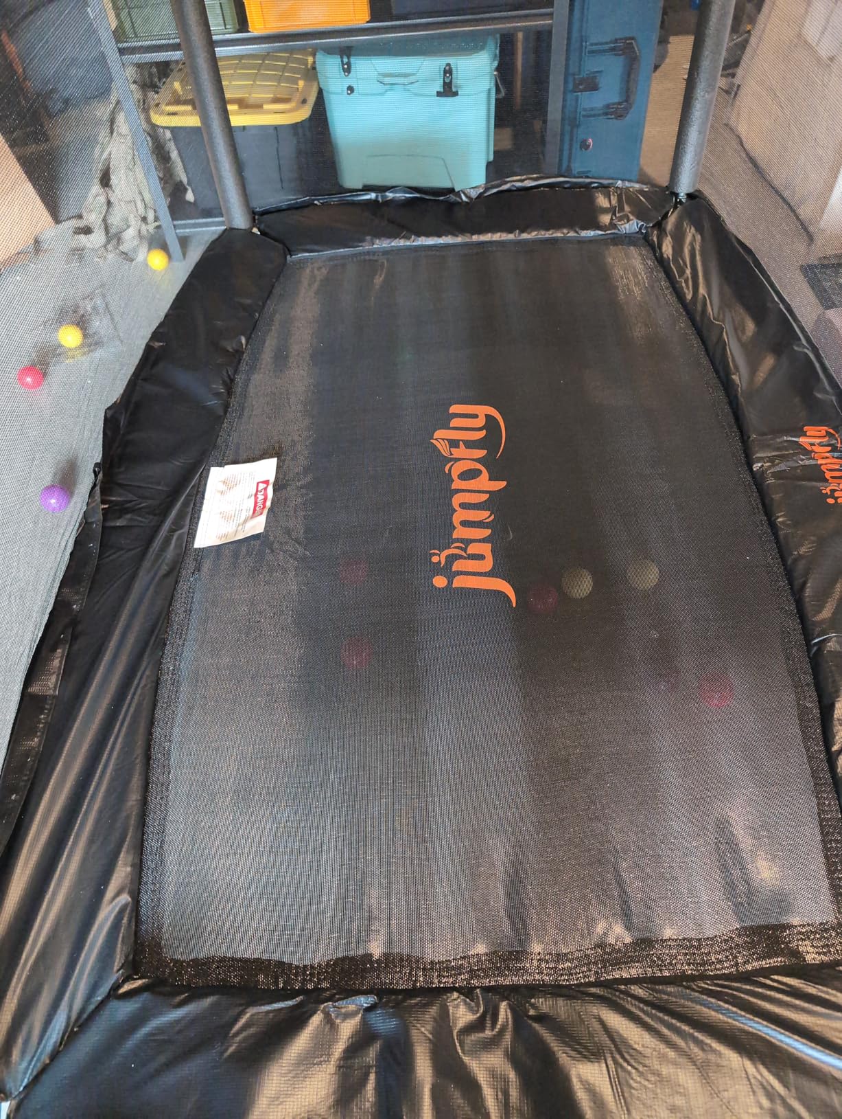 jumpfly 6FT Rectangle Trampoline for Kids, Toddler Trampoline with Swing & Basketball Hoop, Indoor & Outdoor Mini with Enclosure, ASTM Approved customer photo 2