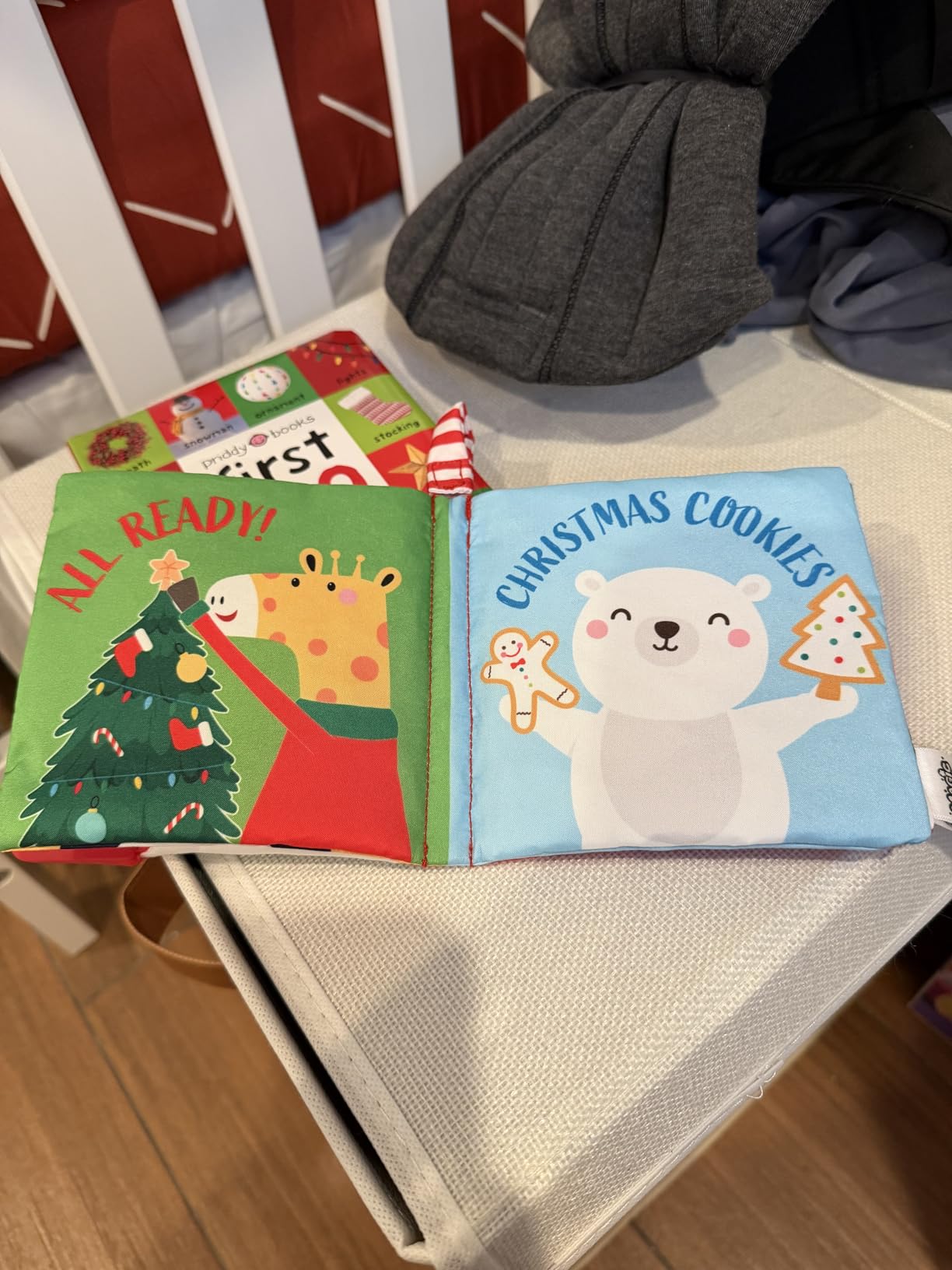 My First Christmas Soft, Crinkle Activity Book with Silicone Teether and Travel Strap, Santa, Green customer photo 1