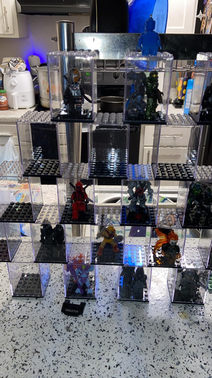 15 Display Cases Fits for Lego Minifigures, Mini-Figures Display Boxes Fits for Lego Figures Display, Single Mini-Figures Storage Case, Dust-Proof (Black) customer photo 1