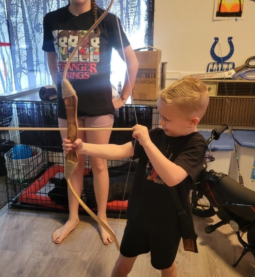 BOWRILLA Wooden Bow and Arrow for Kids with 10 Arrows, Quiver, 3 Targets & Storage Bag | Kids Bow and Arrow Set for Right- and Left-Handers | Indoor and Outdoor Toys for Children Boys & Girls customer photo 1