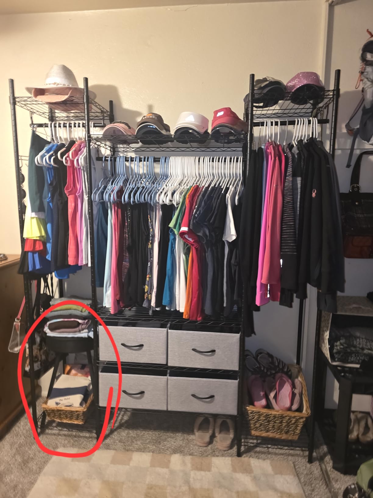 Golpart Heavy Duty Garment Rack Clothes Rack,Large Metal Closet Organizer System Storage Wardrobe,Freestanding Clothing Rack with 7 Adjustable Wire Shelves&3 Hang Rods,MaxLoad 1500lbs customer photo 2