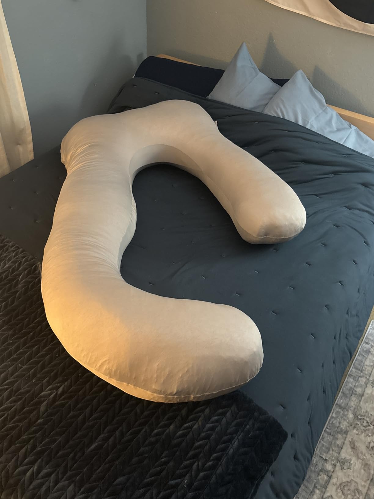 Sasttie Cooling Pregnancy Pillows for Sleeping, U Shaped Full Body Pillow with Removable Cover, Pregnant Women Must Haves, Maternity Essential, Light Grey customer photo 1