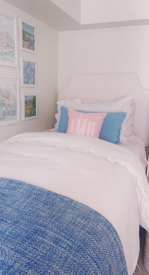 Brandream Kid's Duvet Cover Twin/Twin XL Size, 100% Organic Cotton 2pcs Girl Bedding Duvet Cover Set, Ruffled Fringe Solid Color - Pink customer photo 1
