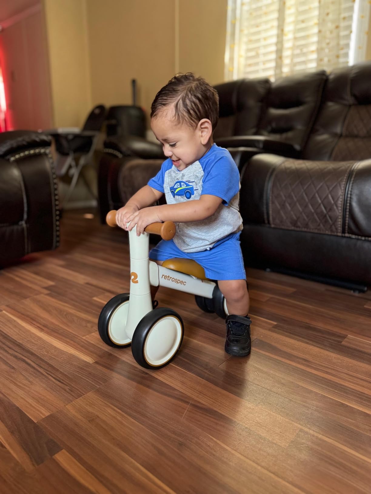 Retrospec Cricket 2 Baby Walker Balance Bike with 4 Wheels - Safe Learning Toy for Ages 12-24 Months - Scratch-Resistant Indoor Outdoor Toddler Riding Toy with Steering Limit & Soft Grips customer photo 1