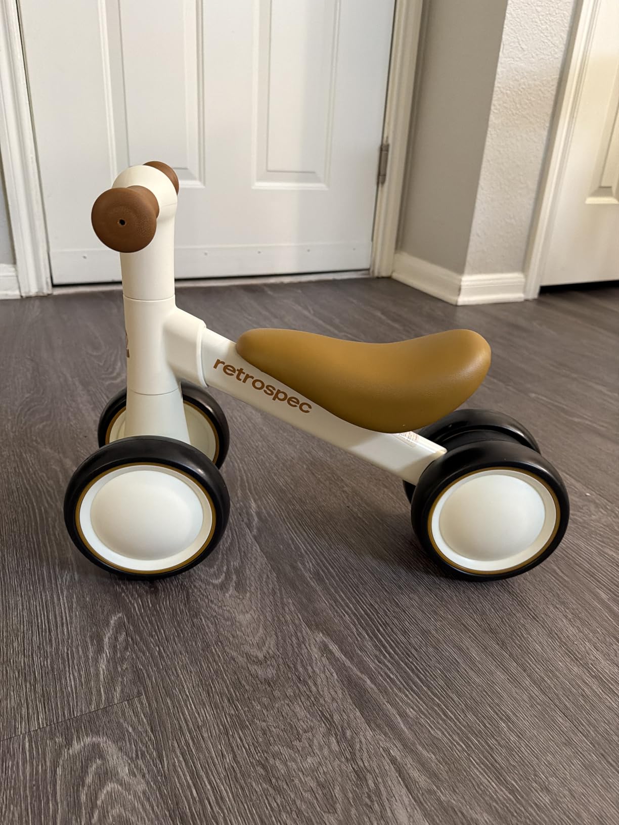 Retrospec Cricket 2 Baby Walker Balance Bike with 4 Wheels - Safe Learning Toy for Ages 12-24 Months - Scratch-Resistant Indoor Outdoor Toddler Riding Toy with Steering Limit & Soft Grips customer photo 2