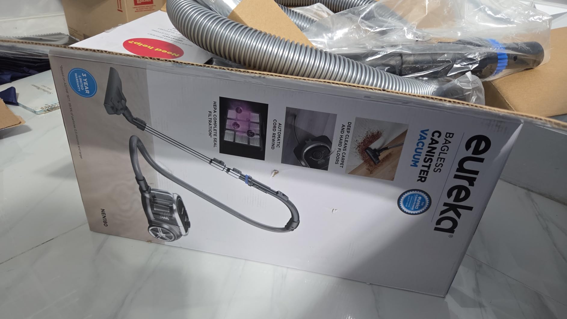 Eureka Bagless Canister Vacuum Cleaner, Lightweight Vac for Carpets and Hard Floors, Silver with Black, NEN180 customer photo 1