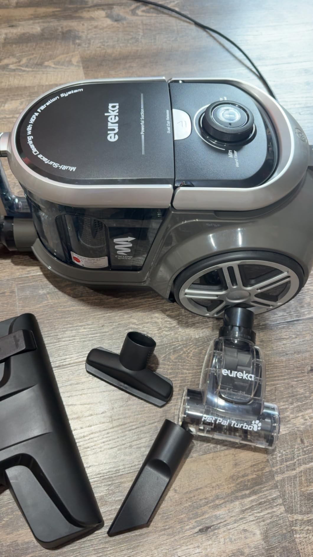 Eureka Bagless Canister Vacuum Cleaner, Lightweight Vac for Carpets and Hard Floors, Silver with Black, NEN180 customer photo 2