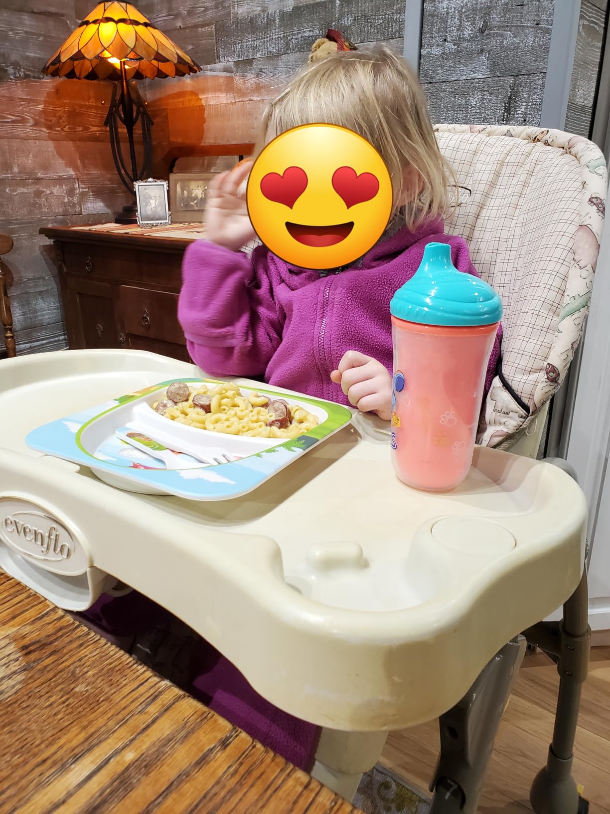 Qshare Bamboo Toddler Dinnerware Set,5Pcs Baby Plates and Bowls,Bamboo Kids Plates and Bowls Set,Kids Dishes Dinnerware Sets with Plate,Bowl,Cup,Fork and Spoon (Tyrannosaurus) customer photo 2