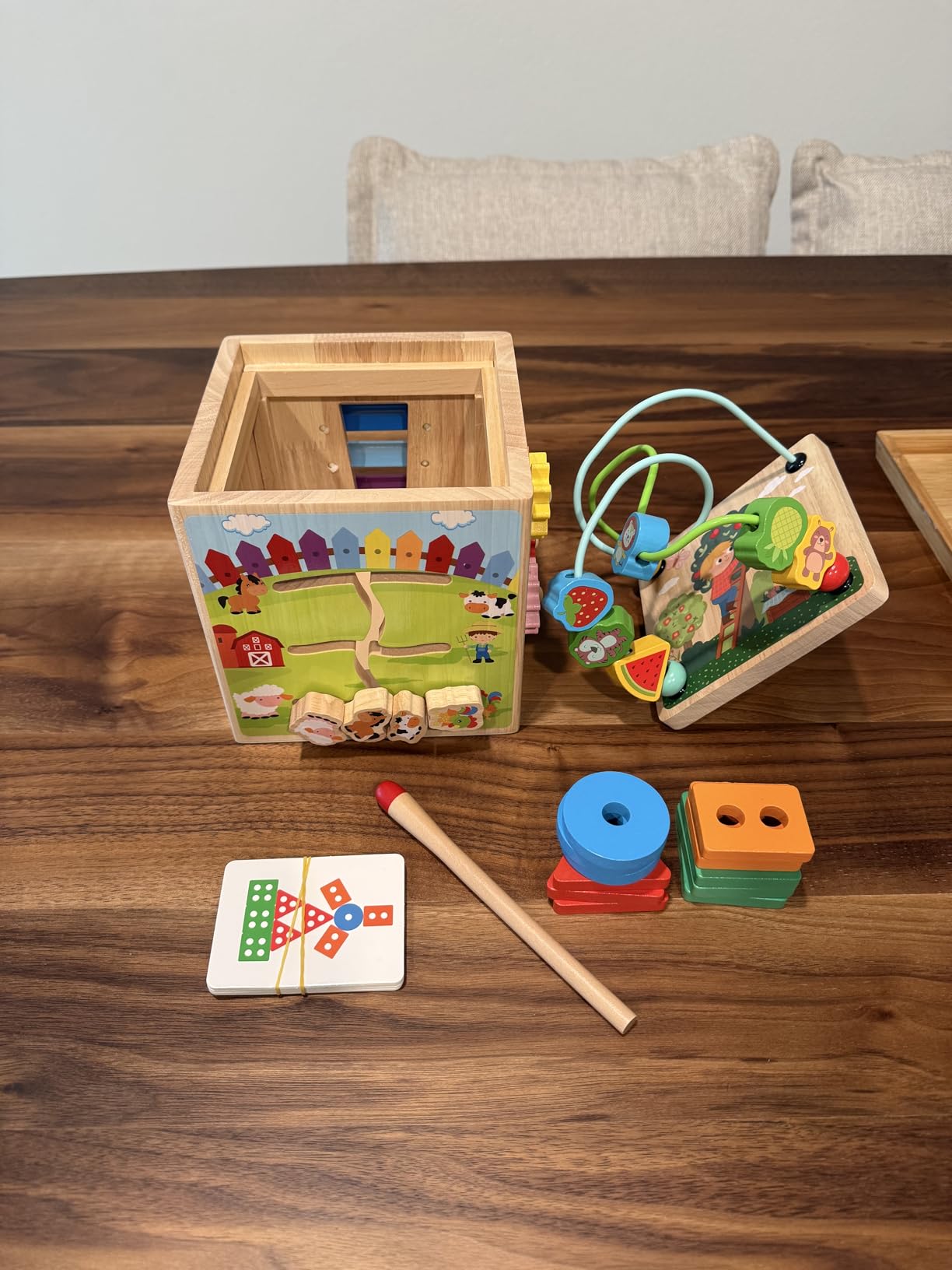 Wooden Activity Cube | Montessori Toys for 1 2 3 Year Old Toddlers | One Year Old 1st First Birthday Gift | Educational Toys for 12+ Months Baby Boys Girls | Bonus Sorting & Stacking Game (Pink) customer photo 1