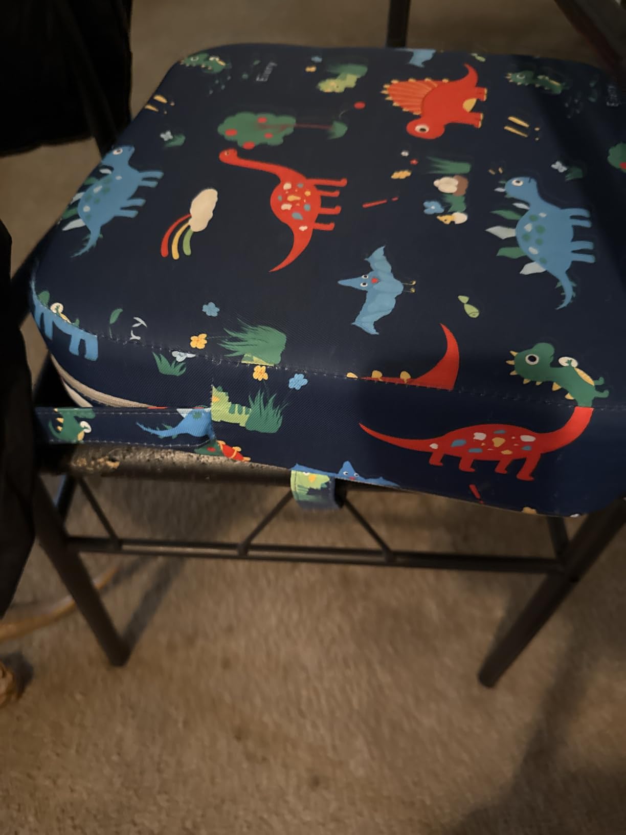 Eiury Toddler Booster Seat for Dining Table, Portable Kids Booster Seat with Safety Buckles Portable Increasing Booster Cushion with Non-Slip Bottom (Blue Dinosaur) customer photo 2