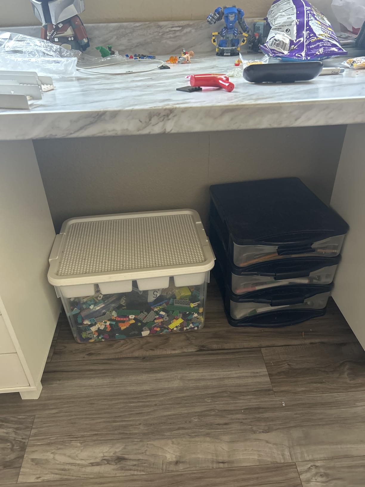 Citylife 17 QT Plastic Storage Box with Building Baseplate Lid and Removable Tray Craft Organizers and Storage Clear Storage Container for Organizing Bead, Tool, Sewing customer photo 2