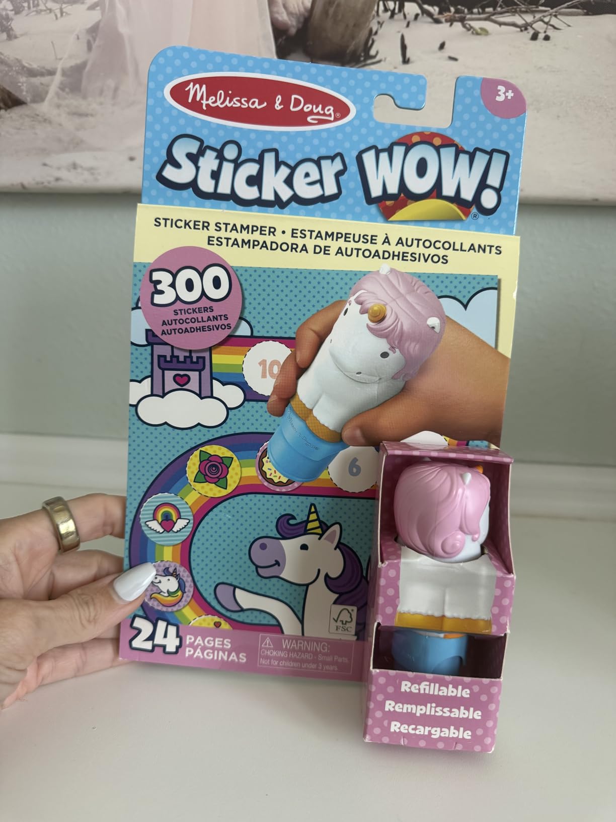 Melissa & Doug Sticker Wow! 24-Page Activity Pad and Sticker Stamper, 300 Stickers, Arts and Crafts Fidget Toy Collectible Character - Unicorn Creative Play Travel Toy for Girls and Boys 3+ customer photo 1