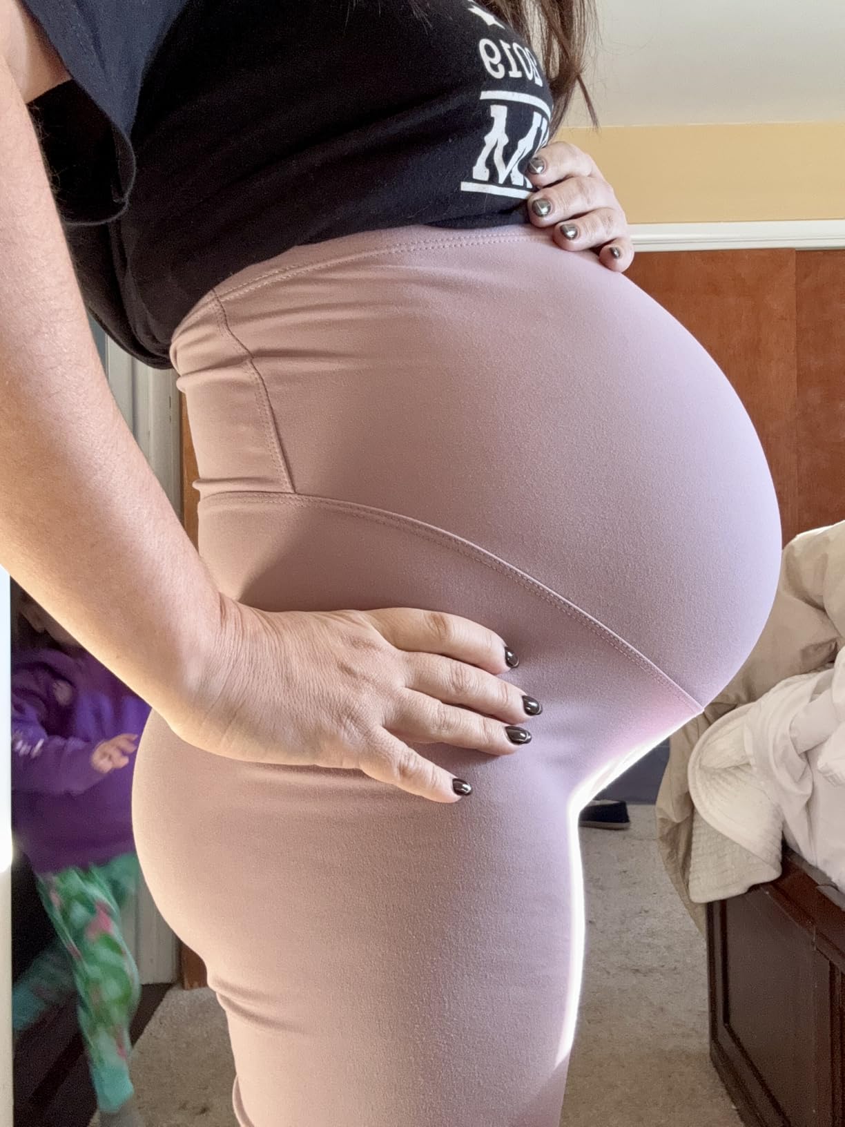 CTHH Women's Maternity Leggings Over The Belly Pregnancy Yoga Pants Activewear Workout Leggings customer photo 2