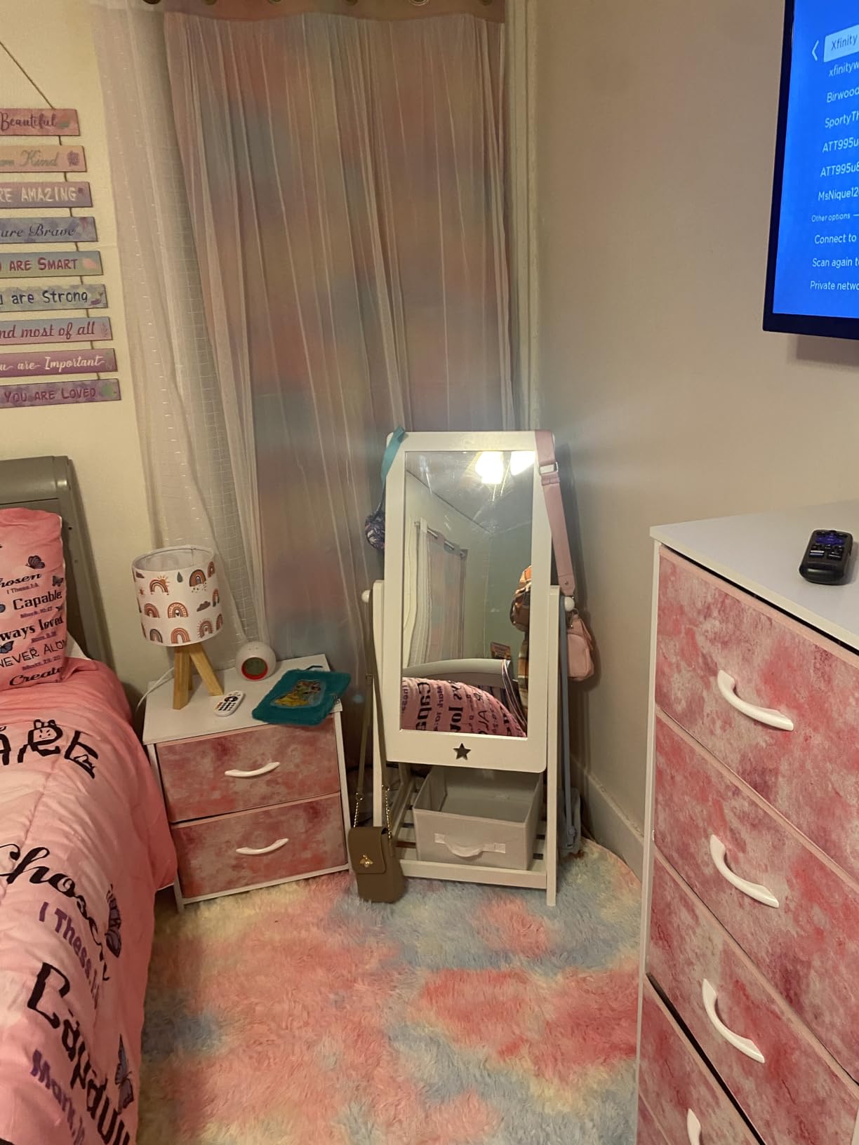 Costzon Kids Full Length Mirror, Princess Floor Free Standing Mirror w/Storage Shelf & Basket, 360 Degree Rotatable Rectangle Dressing Mirror for Little Girls Bedroom, Playroom, 3+ Years Old (White) customer photo 2