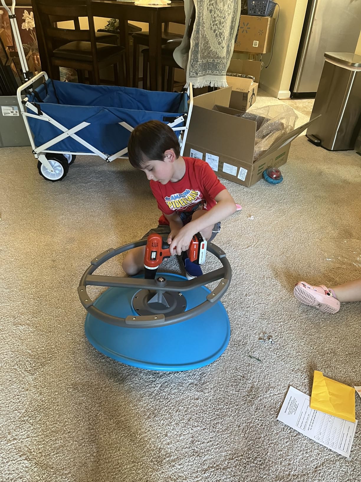 BABAMU Spinning Chair for Autistic Kids, Sensory Swivel Chair, 220LBS Weight Capacity, Autism Sensory Products, Autism Toys, Sensory Toy (Blue, Egg) customer photo 2