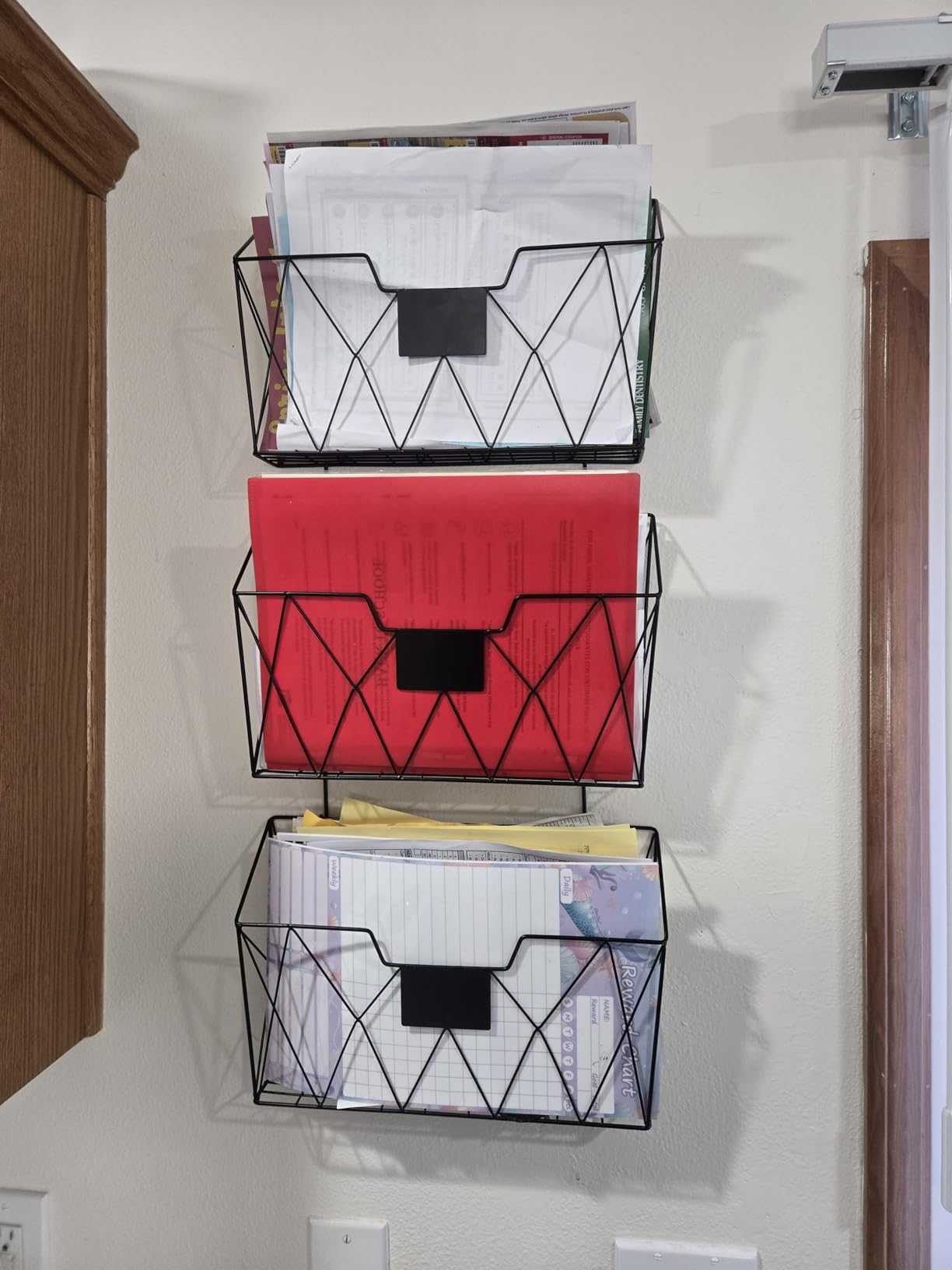 YBING Wall File Organizer White 6 Pack Mesh Hanging File Holder Organizer Metal Wire Mail Organizer Wall Mounted Office Papers Holder Hanging File Folders With Hooks customer photo 1