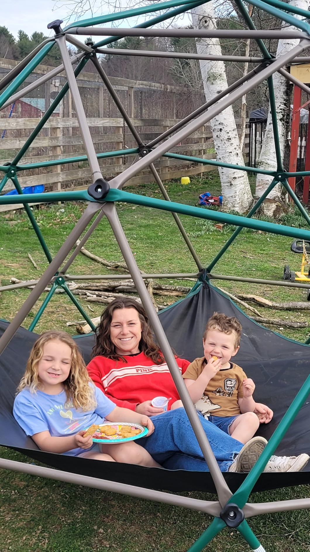 Hapfan 10ft Climbing Dome with Hammock, Jungle Gym for Kids Outdoor Backyard 3-8, 8-12, Rust-Resistant Monkey Bars Playset, ASTM Approved customer photo 2