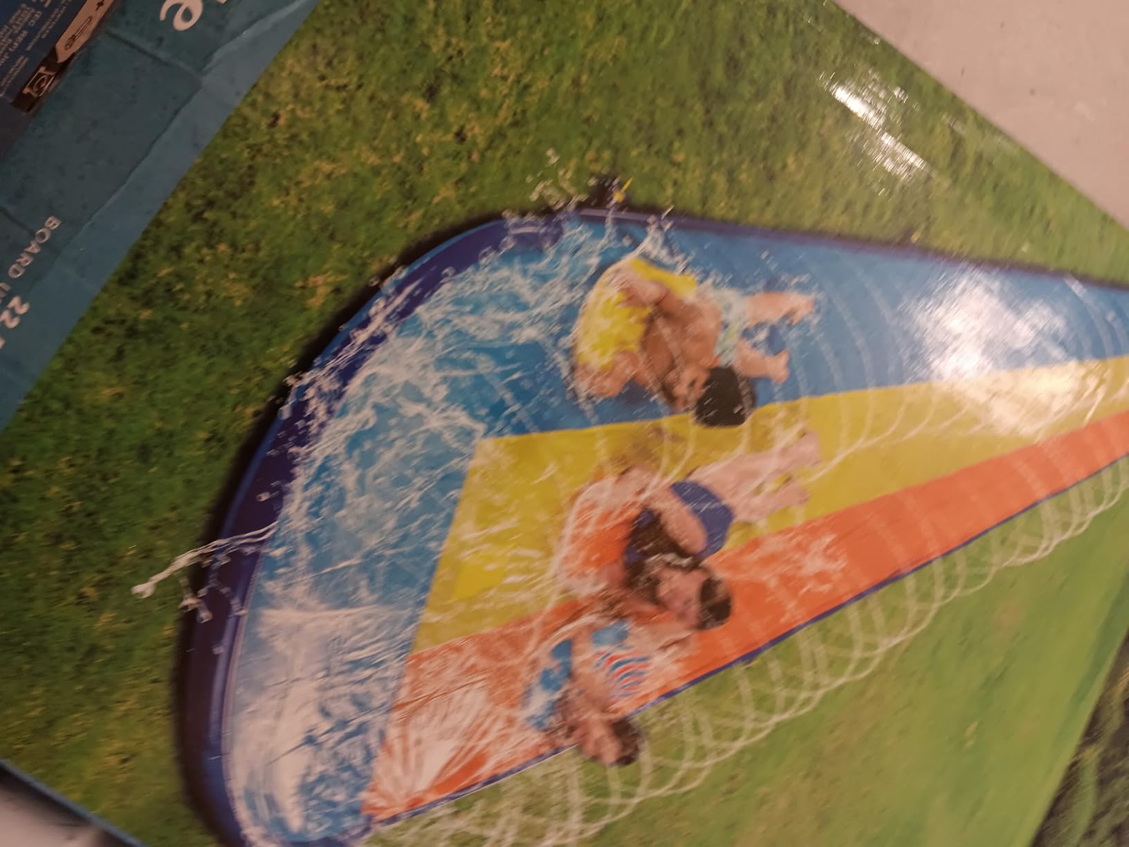 Sloosh Triple Water Slide with 3 BodyBoards, 22.5FT Lawn Water Slip Splash Pad Slide Summer Toy with Build in Advanced Sprinkler for Kids Adults Backyard Summer Water Fun customer photo 1