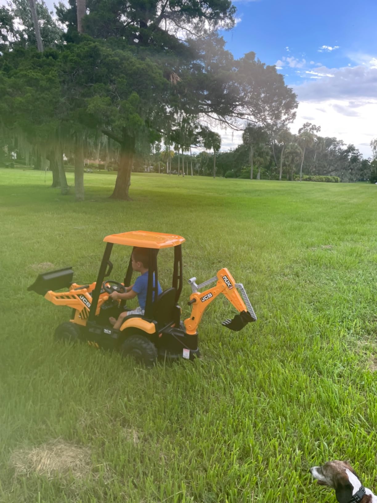 12V JCB Ride On Excavator with Remote Control, Front Loader & Backhoe Digging Arm, Tractor & Bulldozer Modes, Slow Start, Adjustable Speeds (Yellow) customer photo 2