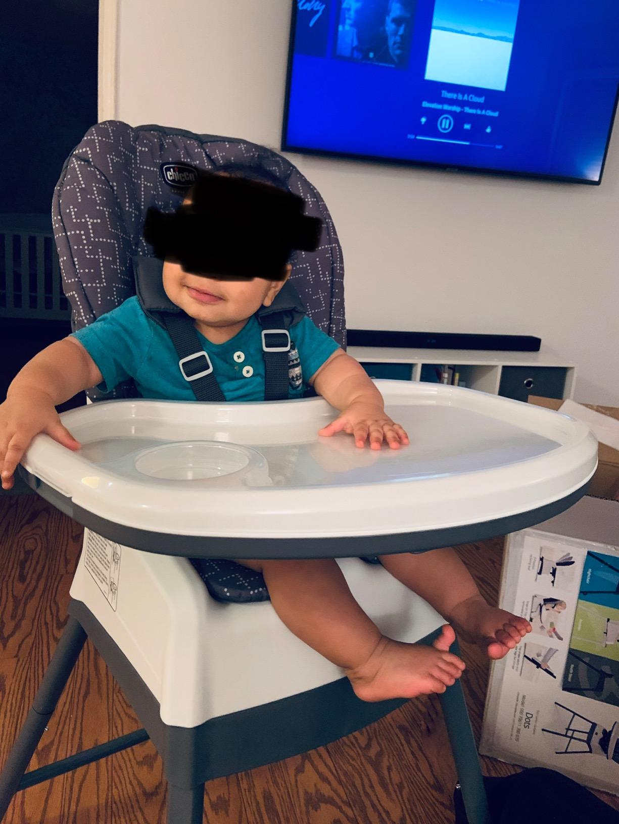 Chicco Stack 1-2-3 Multi-Use Convertible High Chair for Babies and Toddlers, 5-Point Harness and 3-Position Recline, Easy-Clean Baby High Chair Booster Stool Combo | Cadiz/Blue customer photo 2
