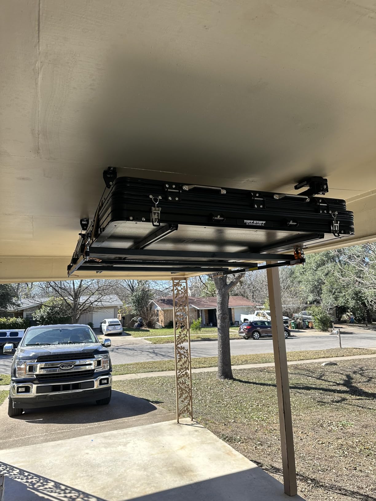 FLEXIMOUNTS GL1 Overhead Garage Lifting Storage Rack, 4x4 Ft Heavy-Duty Metal Garage Ceiling Rack, Adjustable Organization System With 71