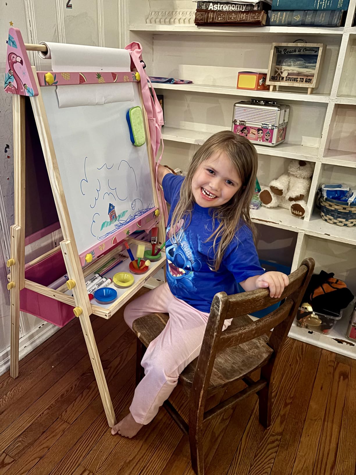 Joyooss Art Easel for Kids,Double Sided with 98+ Accessories Kids Easel Magnetic Board,Toddler Art Easel Dry Erase Board Easel for Kid Age 4-8 9-12 Outdoor Easel customer photo 2