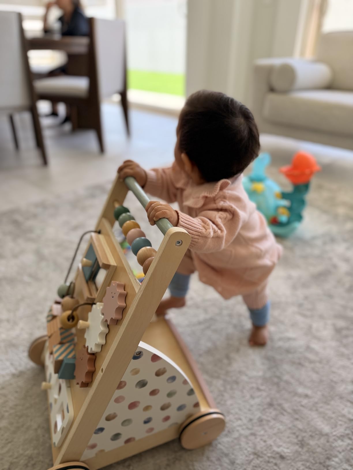 Tiny Land Wooden Baby Walker with Adjustable Speed, Montessori Activity Push Walker Toy for Toddlers, Baby Gift Parents Love for Boys & Girls (Morandi) customer photo 2
