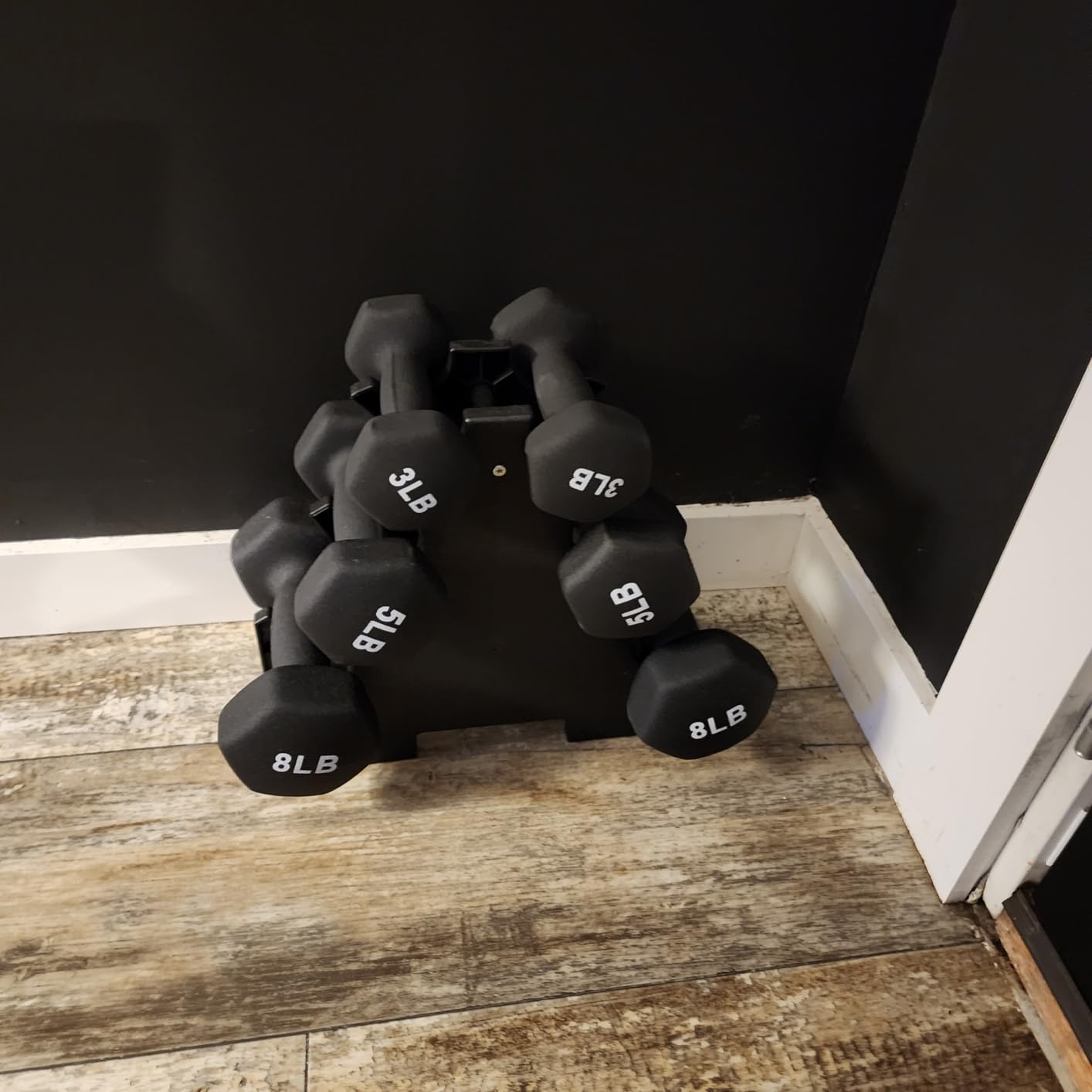 BalanceFrom Neoprene Coated Iron Dumbbell Hex Weights Set with Stand - Color-Coded or Black Options with Non-Slip Grip for Strength Training, Resistance Workouts, and Home Gym Fitness customer photo 2