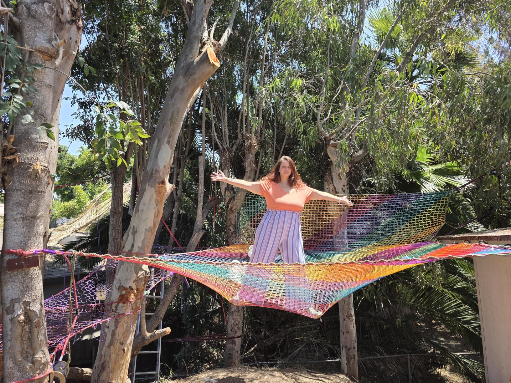 Climbing Net for Kids - 14.8FT x 9.9FT Double Layers Heavy Duty Playground Safety Net, Climbing Cargo Net for Tree House Tree Fort, Back Yard, Jungle Gyms, Monkey Bar Security Mesh (Black) customer photo 1