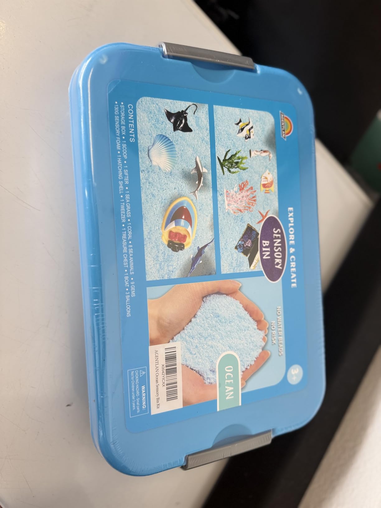 AGENTLAN Ocean Sensory Bin, Ocean Sensory Water Toys with Sea Animal for Toddlers Boys and Girls, Kids Toys Gift Sand Box for Age 3 4 5 6 7 8 customer photo 1