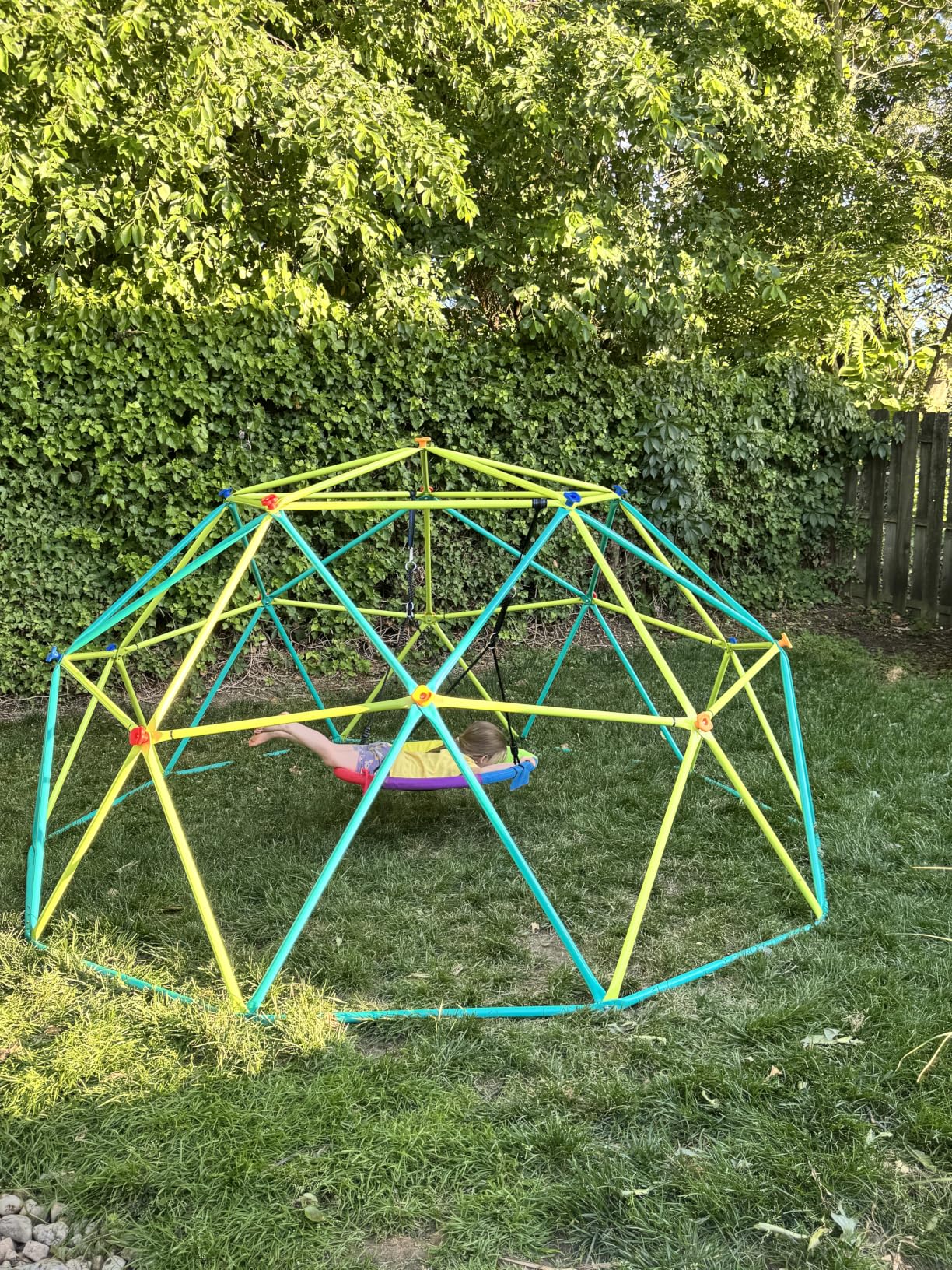 Hapfan 10 ft Climbing Dome Swing Set with Saucer Swing, Jungle Gym for Kids Outdoor Backyard, Supports 800lbs customer photo 1